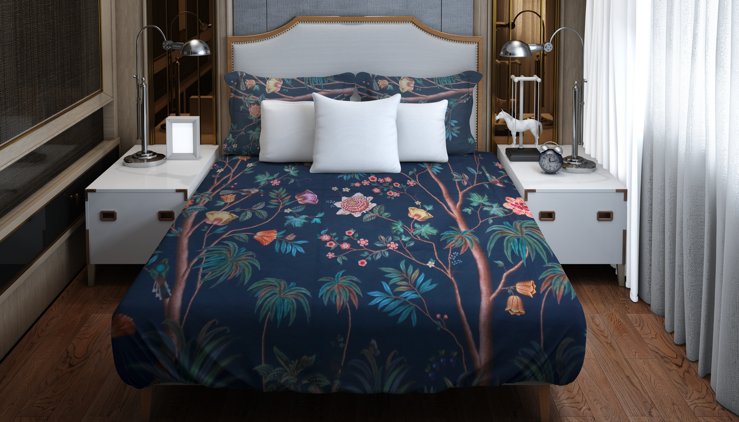 Luxury Botanical Bedding Set – Dark Floral Design