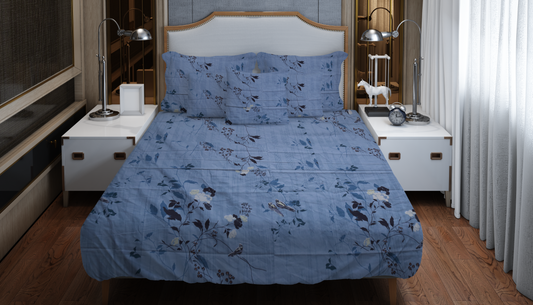 Elegant Blue Floral Bedding Set – Soft & Luxurious Comfort