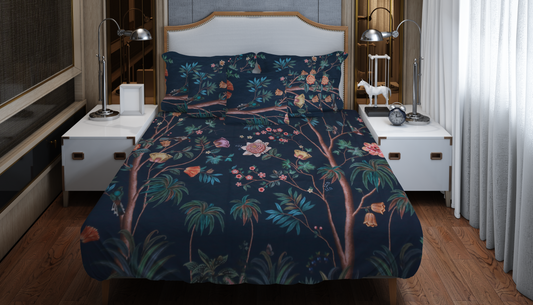 Luxury Botanical Bedding Set – Dark Floral Design