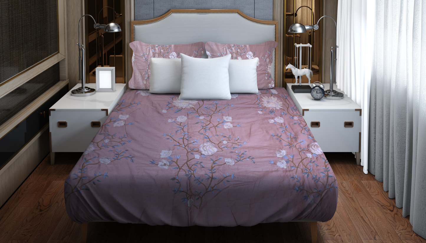 Blush Bloom Embroidered Bedding Set