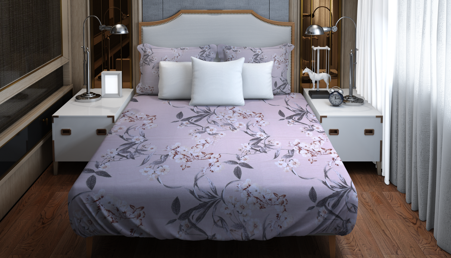 Soft Lilac Floral Bedding Set – Elegant & Cozy Sleep Experience