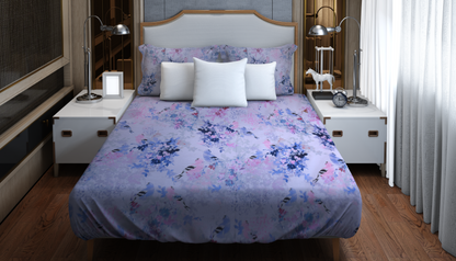 Blossom Haven – Floral & Bird Print Bedding Set