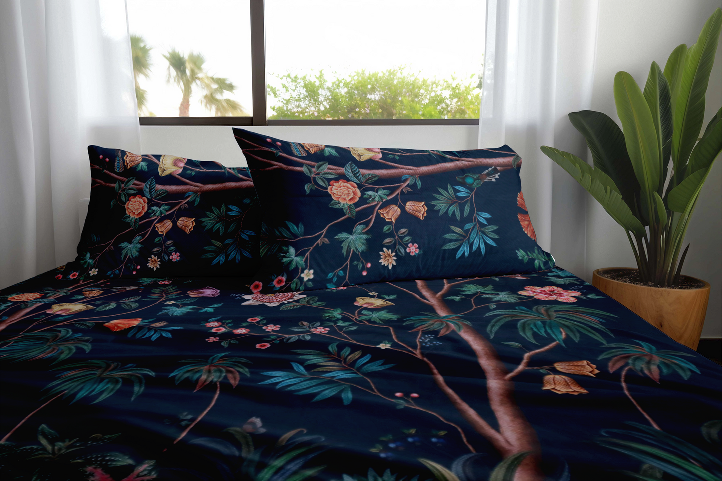 Luxury Botanical Bedding Set – Dark Floral Design