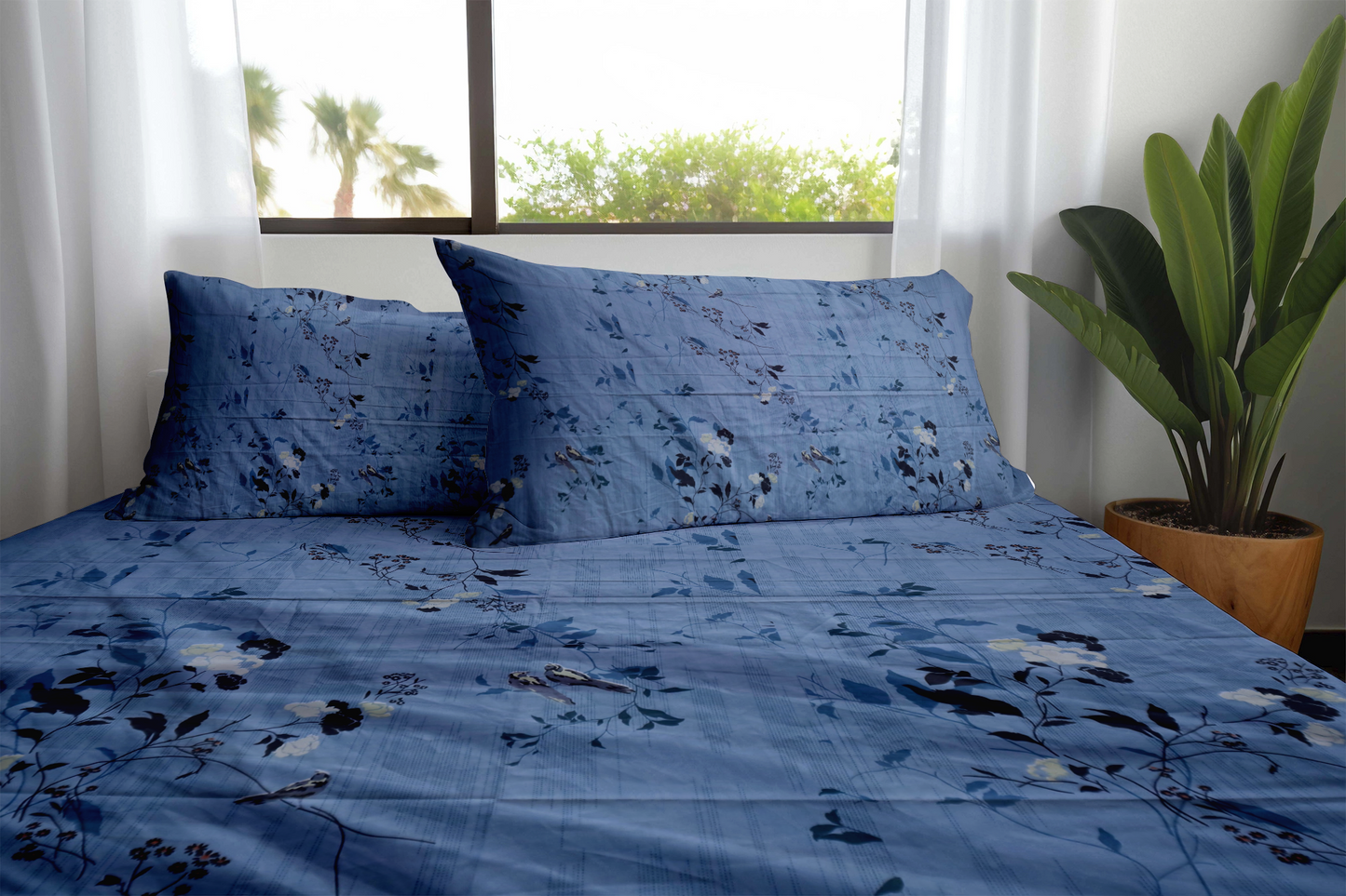 Elegant Blue Floral Bedding Set – Soft & Luxurious Comfort