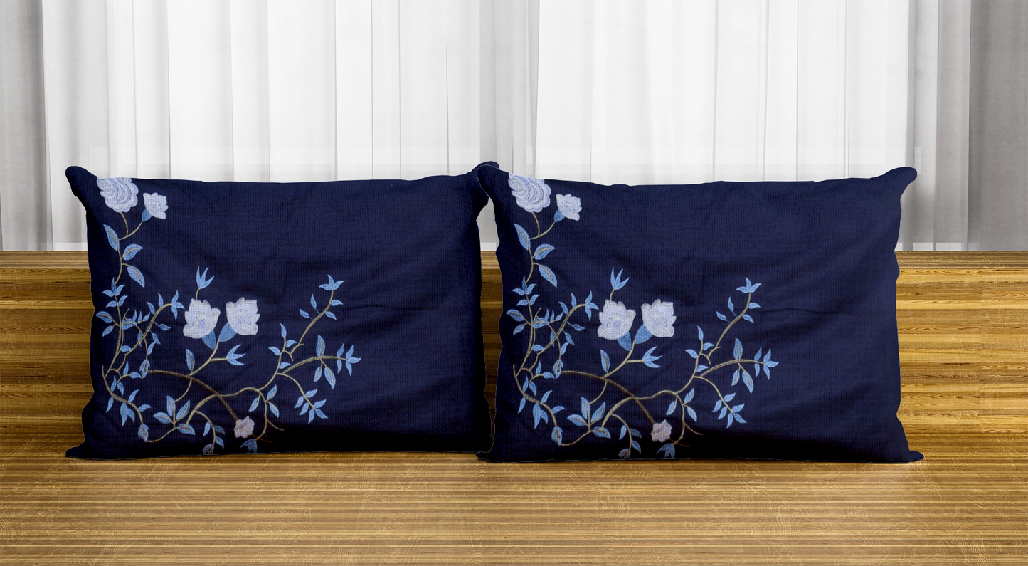 Midnight Bloom Embroidered Bedding Set