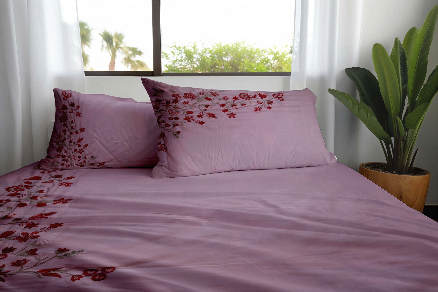 Rose Cascade Embroidered Bedding Set