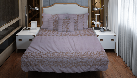 Lavender Blossom Embroidered Bedding Set